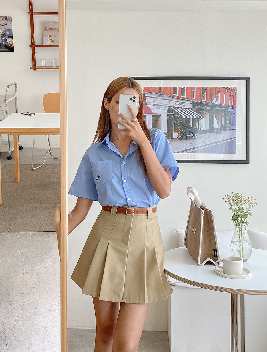 [EVELLET] Herepen embroidery shirt by length