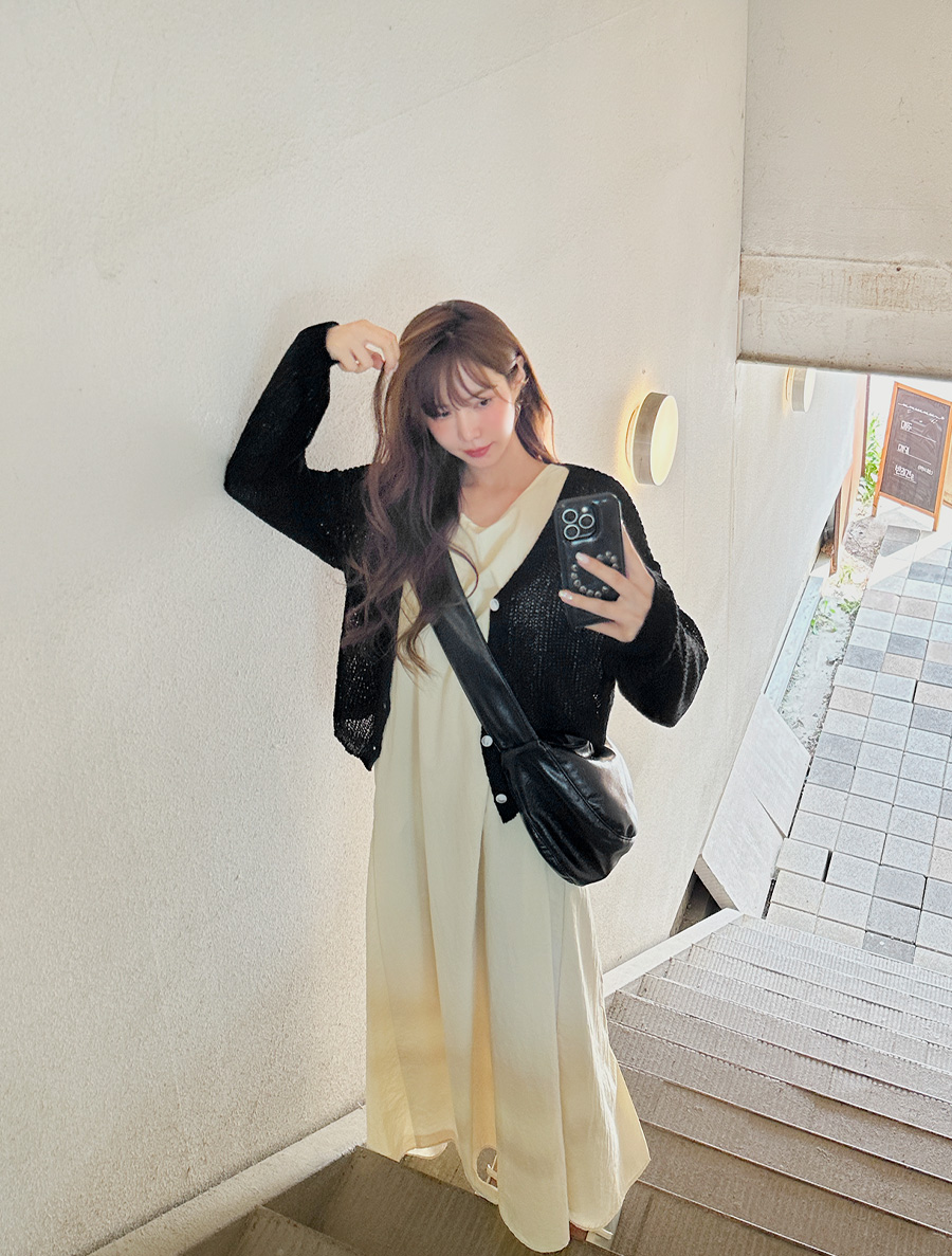 Btoi Back Slit Suspender Long Dress