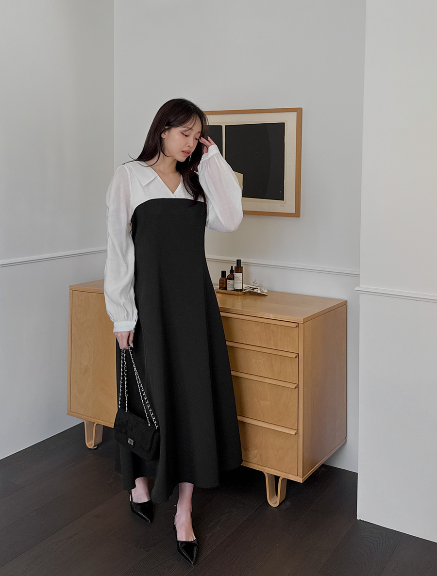 Ardenview Contrast bowknot Flare Long Dress