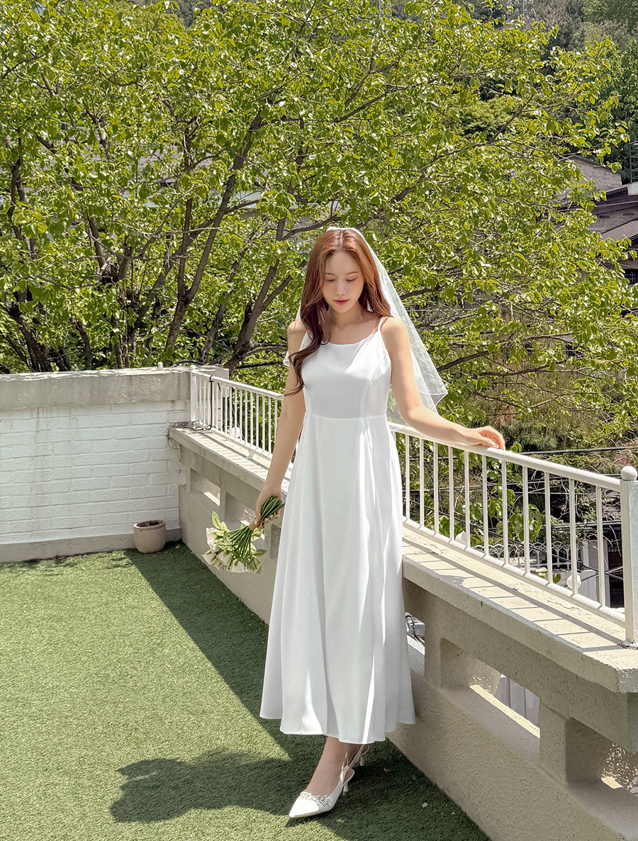 [EVELLET] EVELLET Satin Bustier Long Dress
