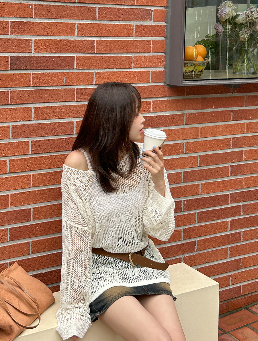 [EVELLET] Tweet Skashi loose fit Knit