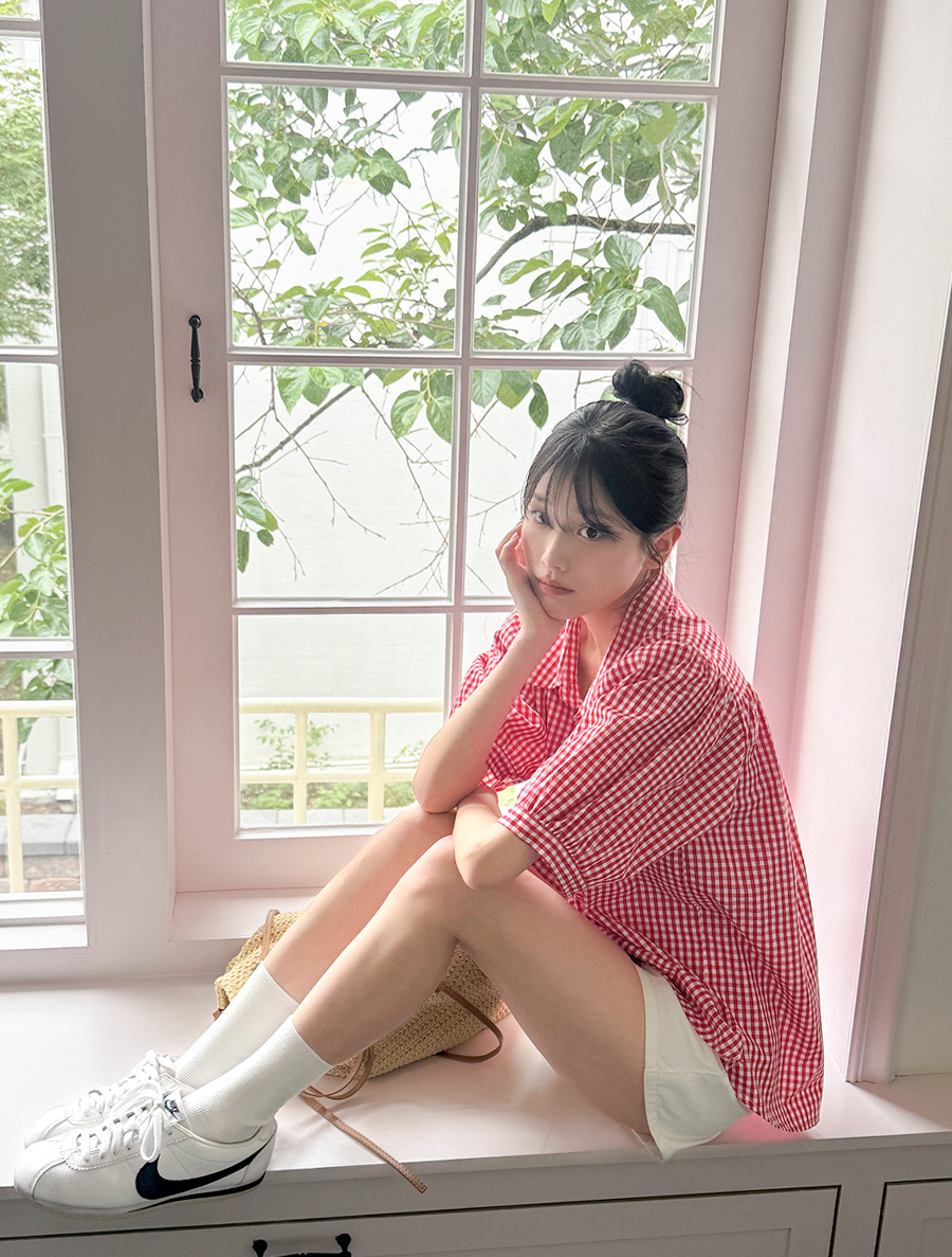 Harprin Plaid Check Puff Cotton Shirt