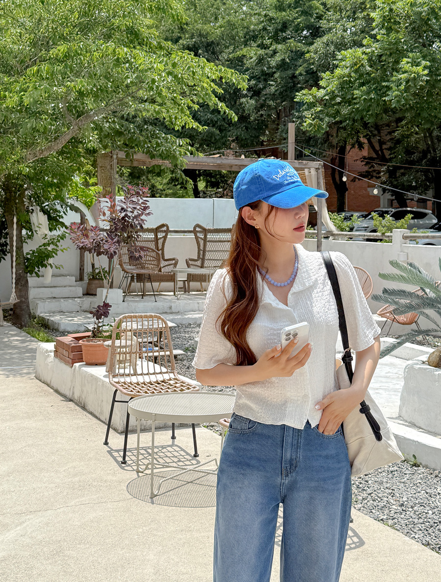 Direnf Wrinkle Crop Blouse