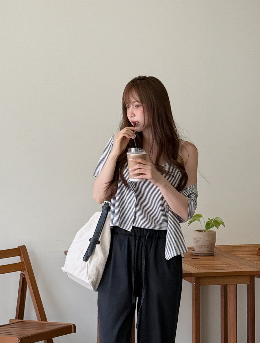 Newzren Ribbed ST Sleeveless Cardigan SET