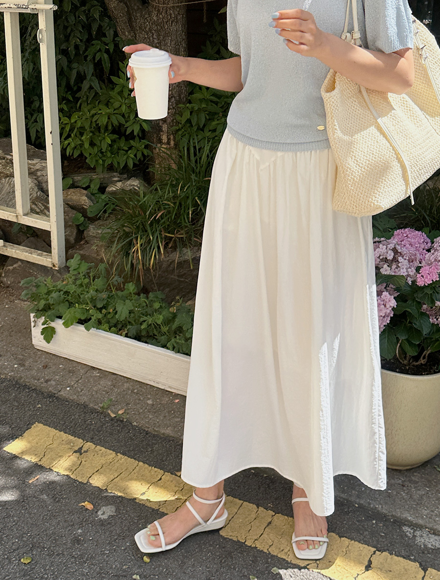 Lemond Nylon Shirring Long Skirt
