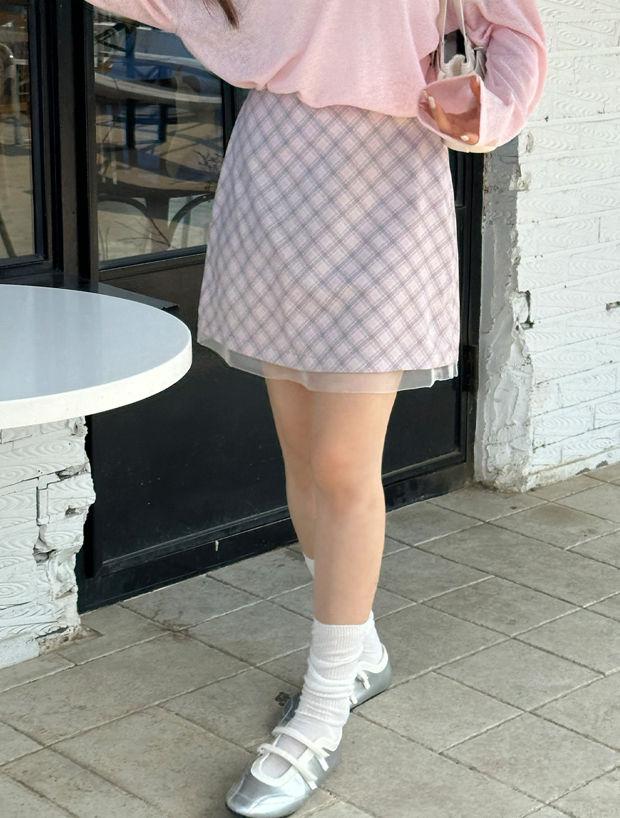 Divde layered Plaid Check Skirt