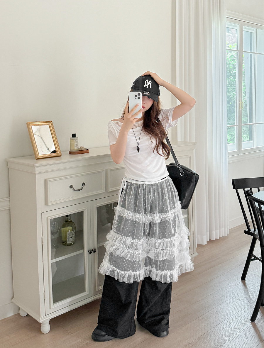 Dir Dot Frill layered Wrap Skirt