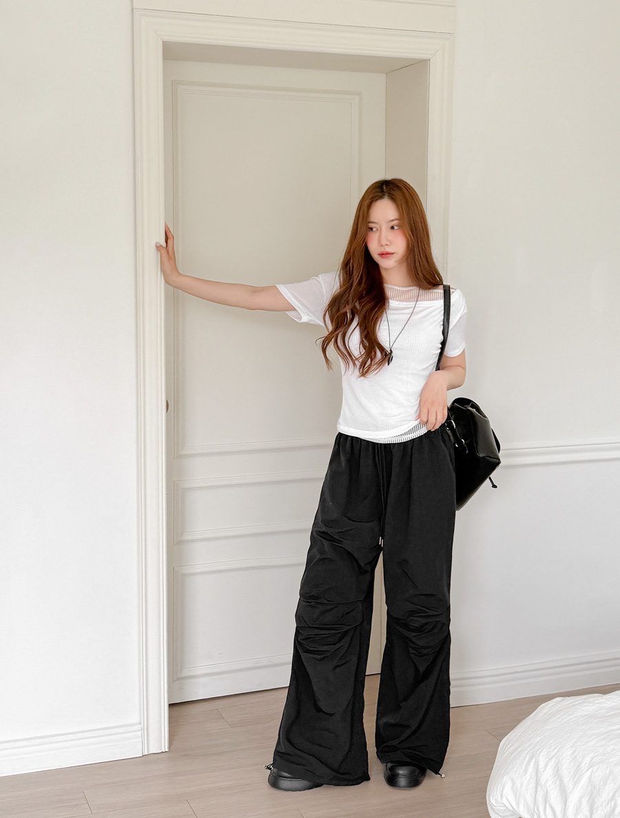 Dober Pintuck String Long Waistband Pants