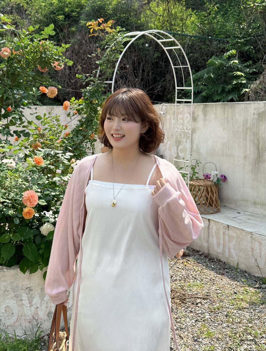 Sendview Ribbed See-through look bowknot Bolero