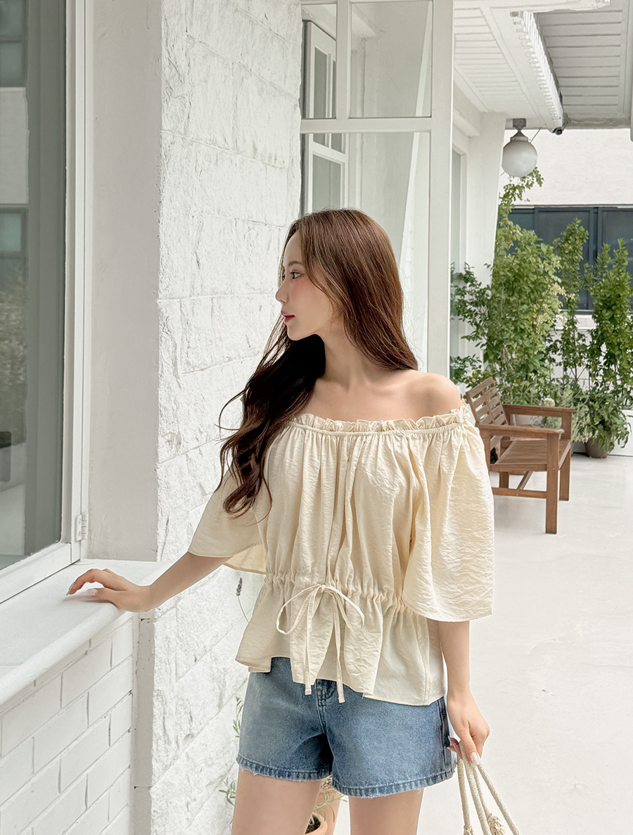 Senfk string shirring blouse
