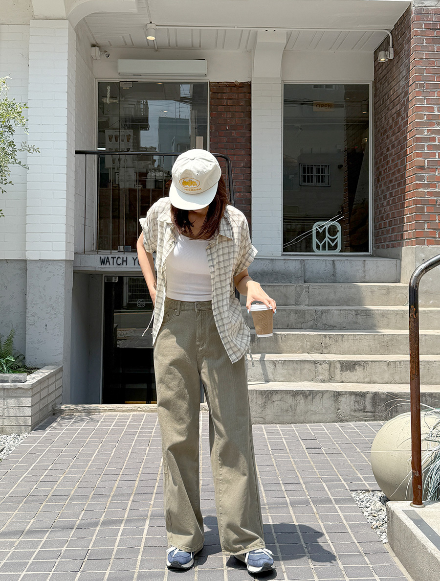 Redk semi-wide cotton pants by length