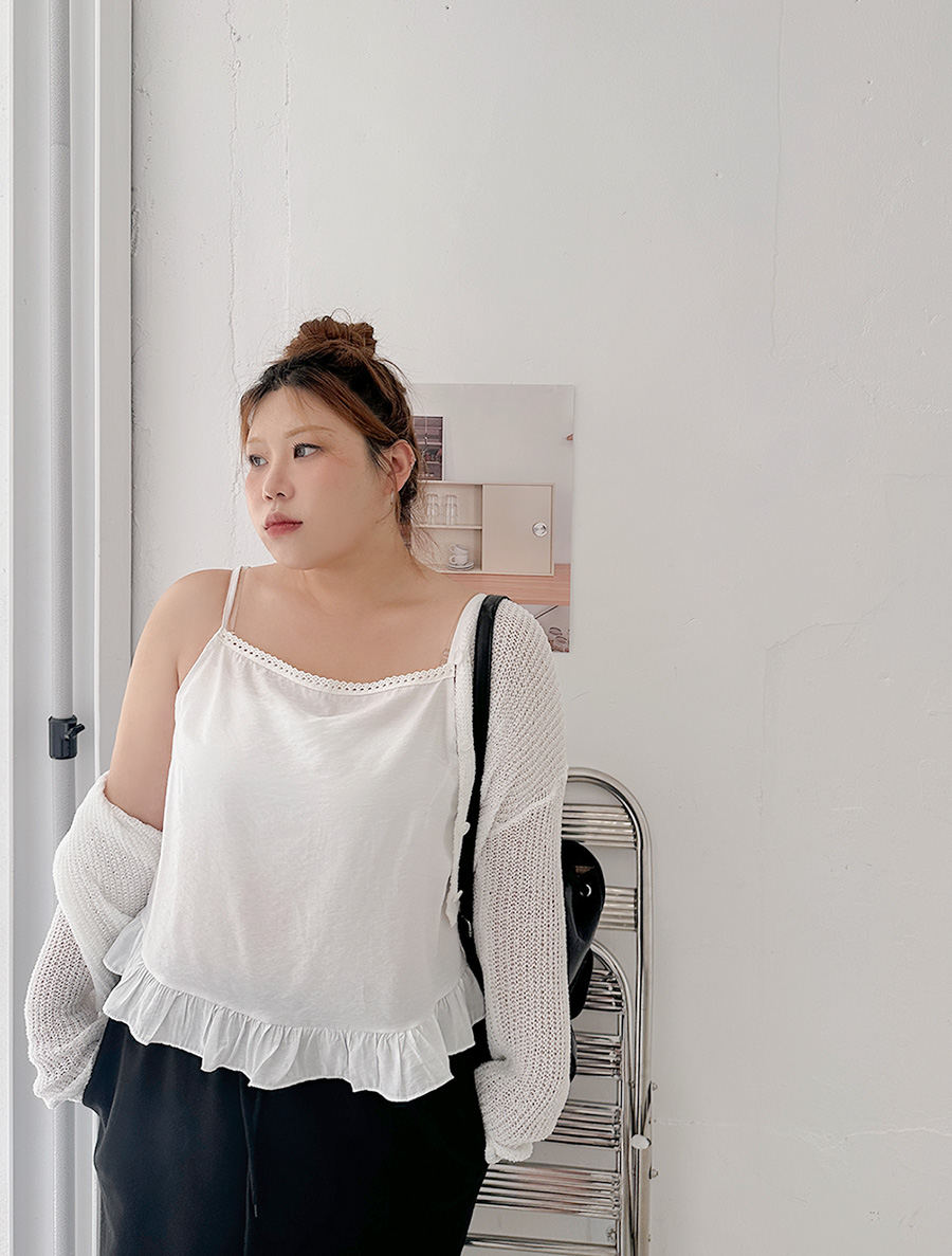 Otiren Lace Frill Sleeveless Blouse