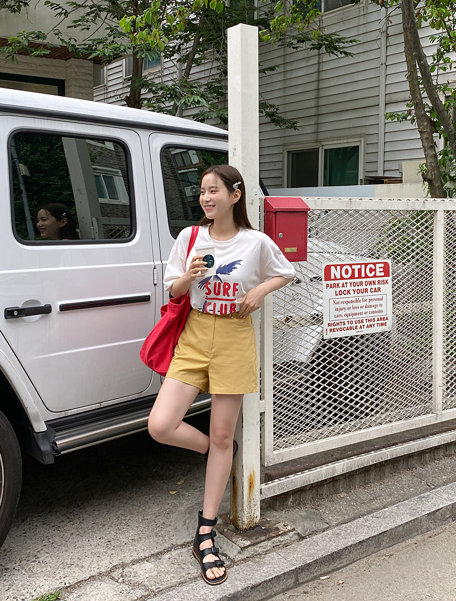 [EVELLET] Mary's Cotton Shorts Back Waistband Pants