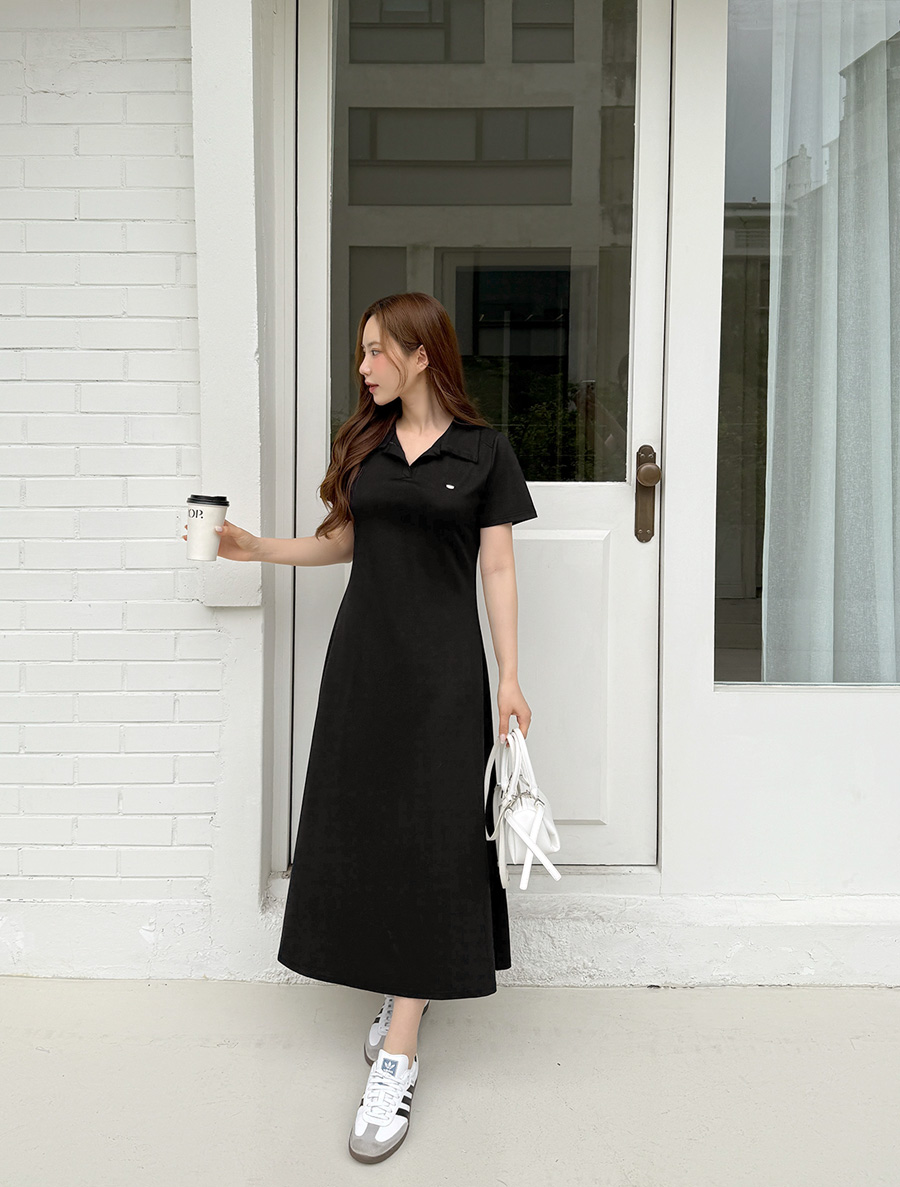 [EVELLET] Roable Cool Collared Long Dress