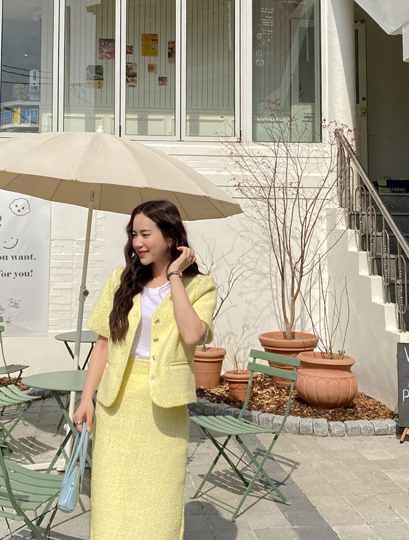 C.F.Fn Tweed No collar Jacket