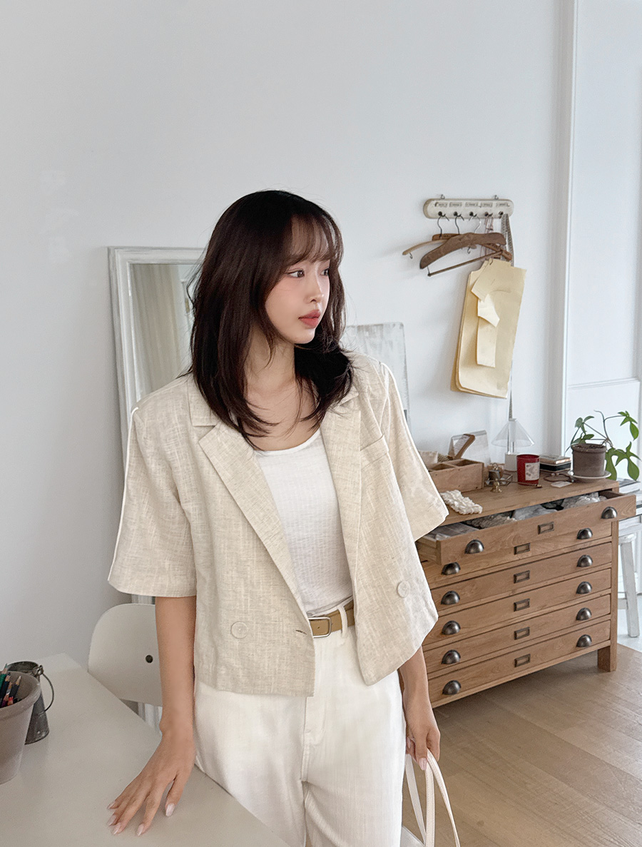 [EVELLET]Bodelli Linen Crop Jacket