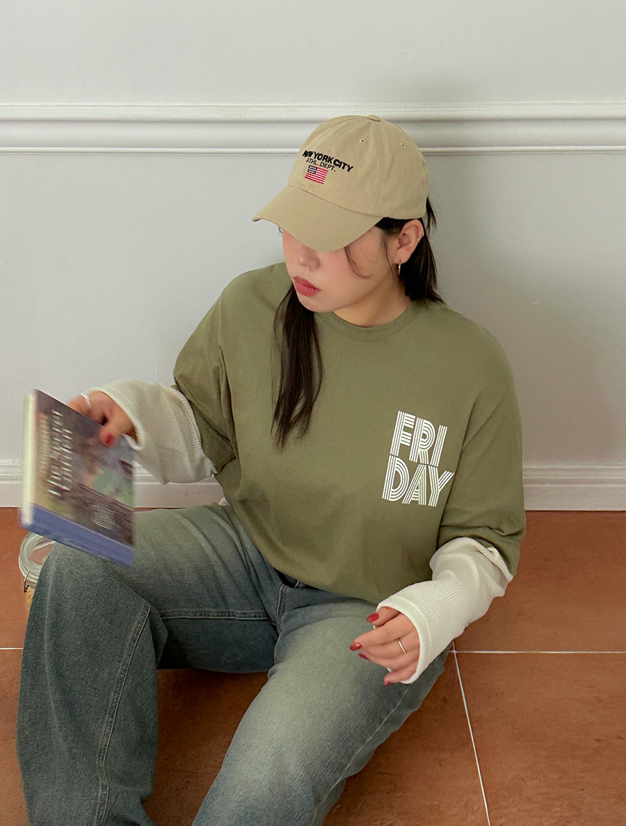 [EVELLET] Podesen Contrast layered T-shirt