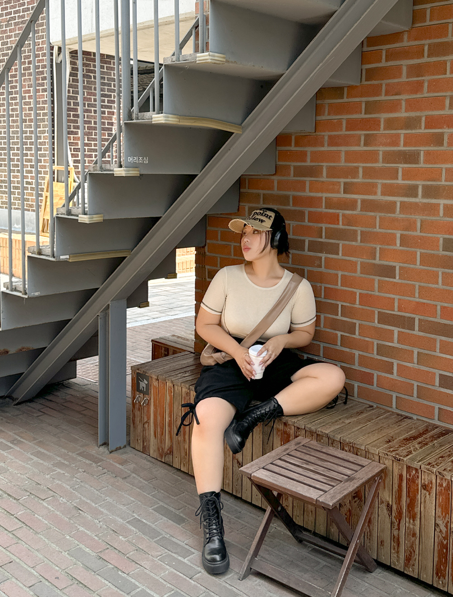 Suped stitch Ribbed T-shirt