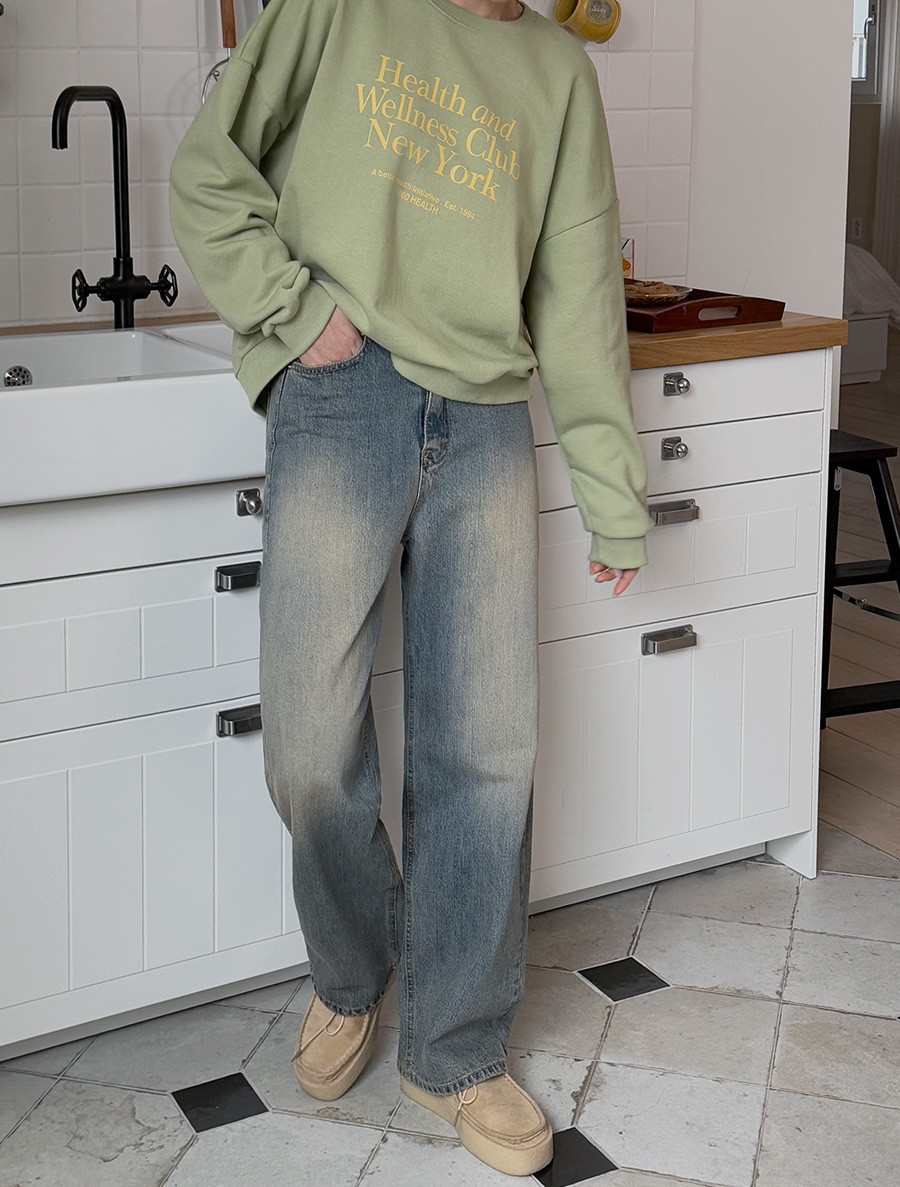 Nivenf Washing Straight Long Denim Pants