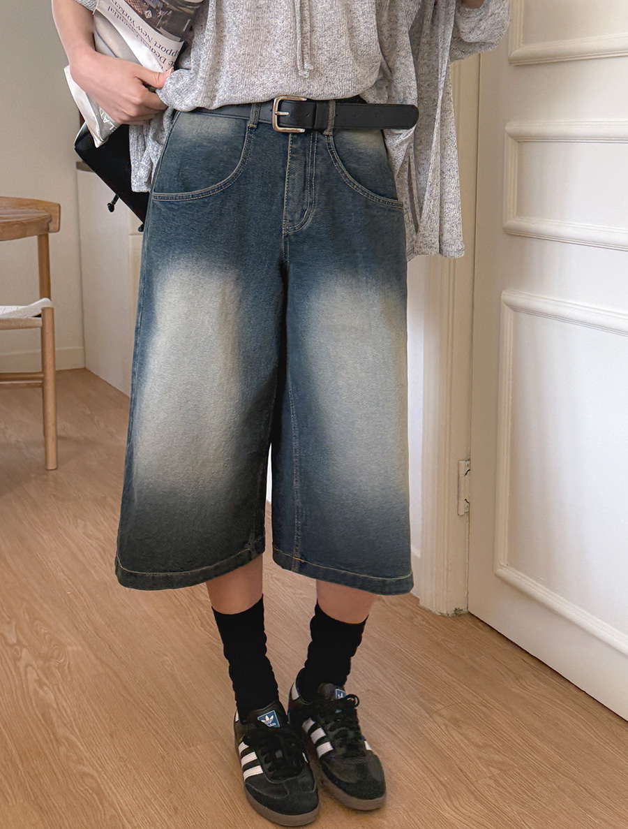 Linmay Washing Bermuda Denim Pants