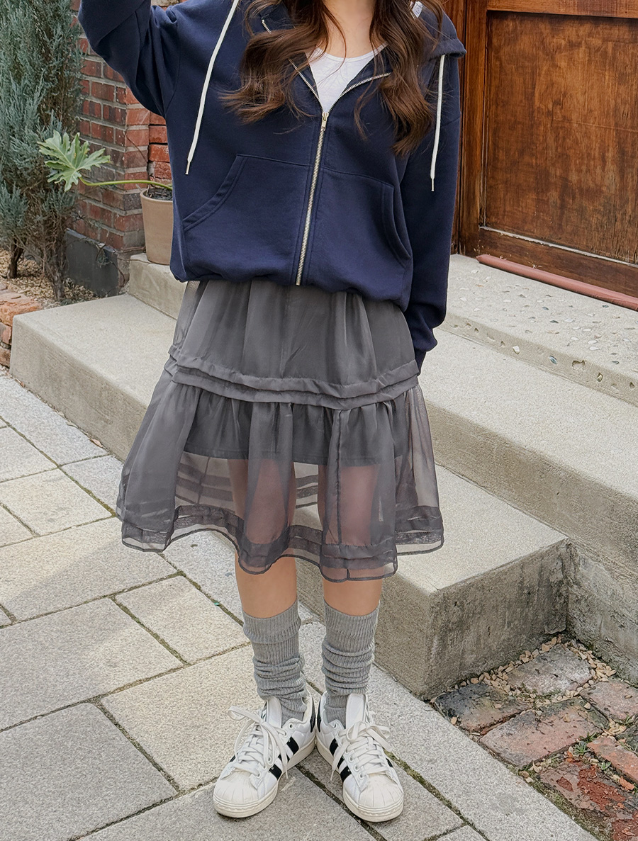 Hedimu See-through look layered Skirt