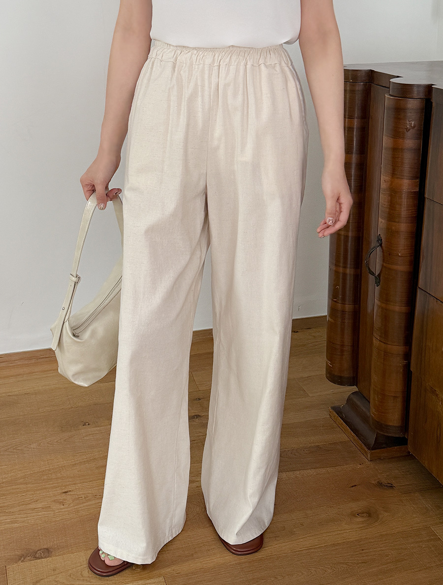 Tennis Linen Wide Long Waistband Pants