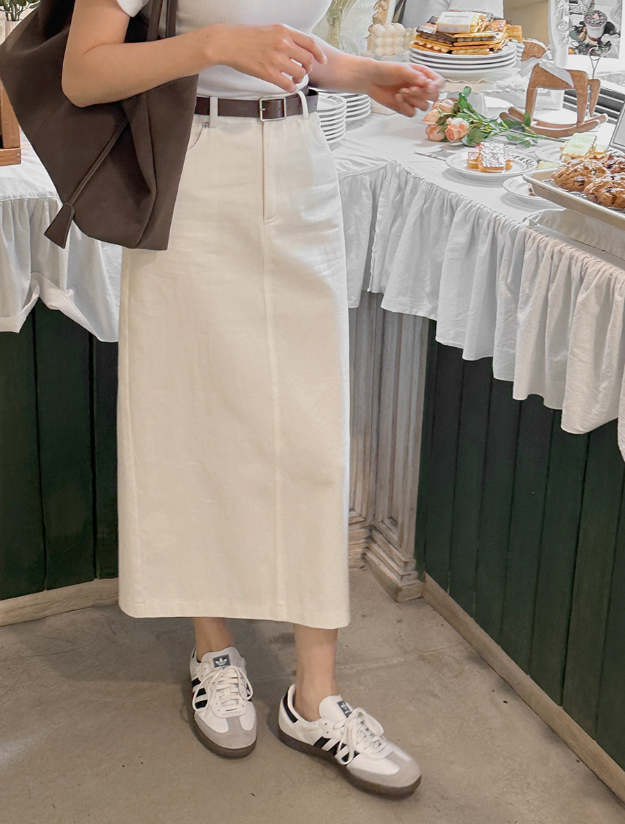 [EVELLET] Corime Cotton Hline Long Skirt