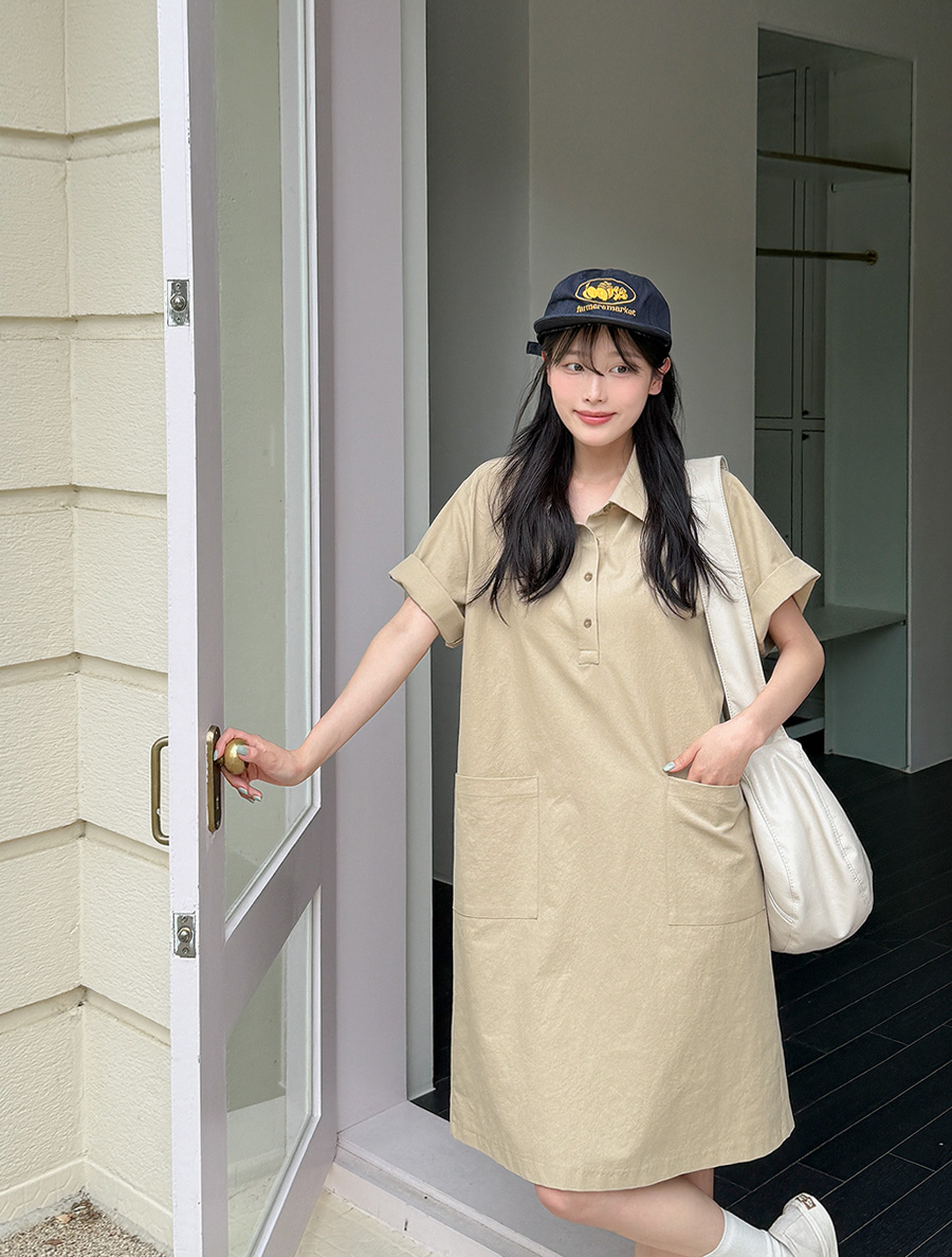 New Reven Linen Pocket Collar Dress
