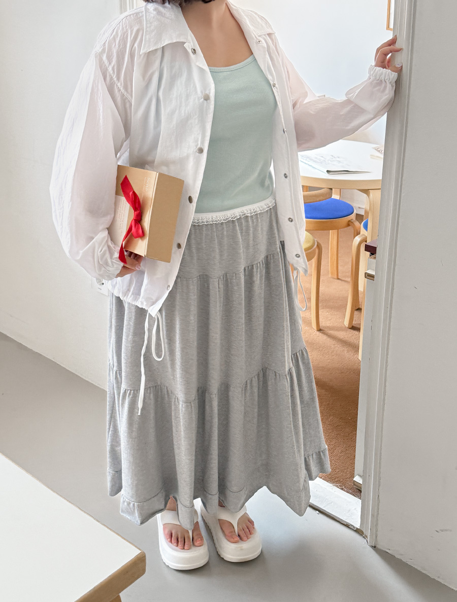Tinyren Tiered Long Waistband Skirt