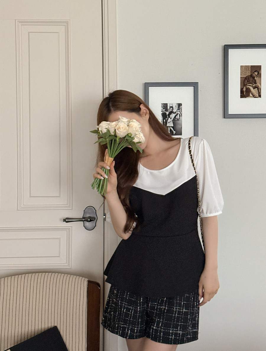 Leminf Contrast Tweed Blouse