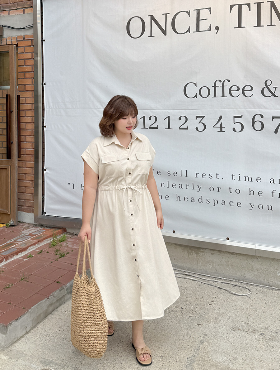Lemond Linen string Long Shirt Dress