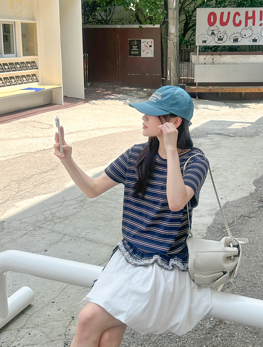 Aaront ST string Frill T-shirt