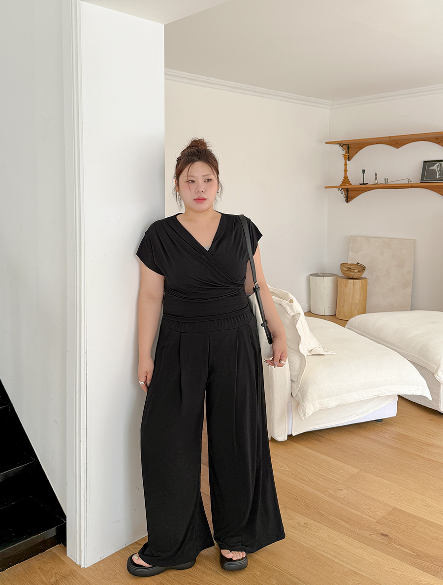 Le Rent Cool Pintuck Wide Waistband Pants