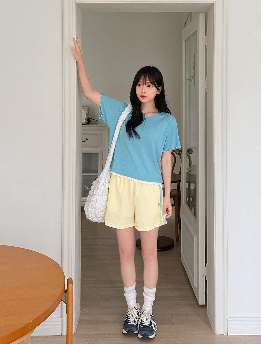 Havenu Contrast Embroidery Shorts Waistband Pants