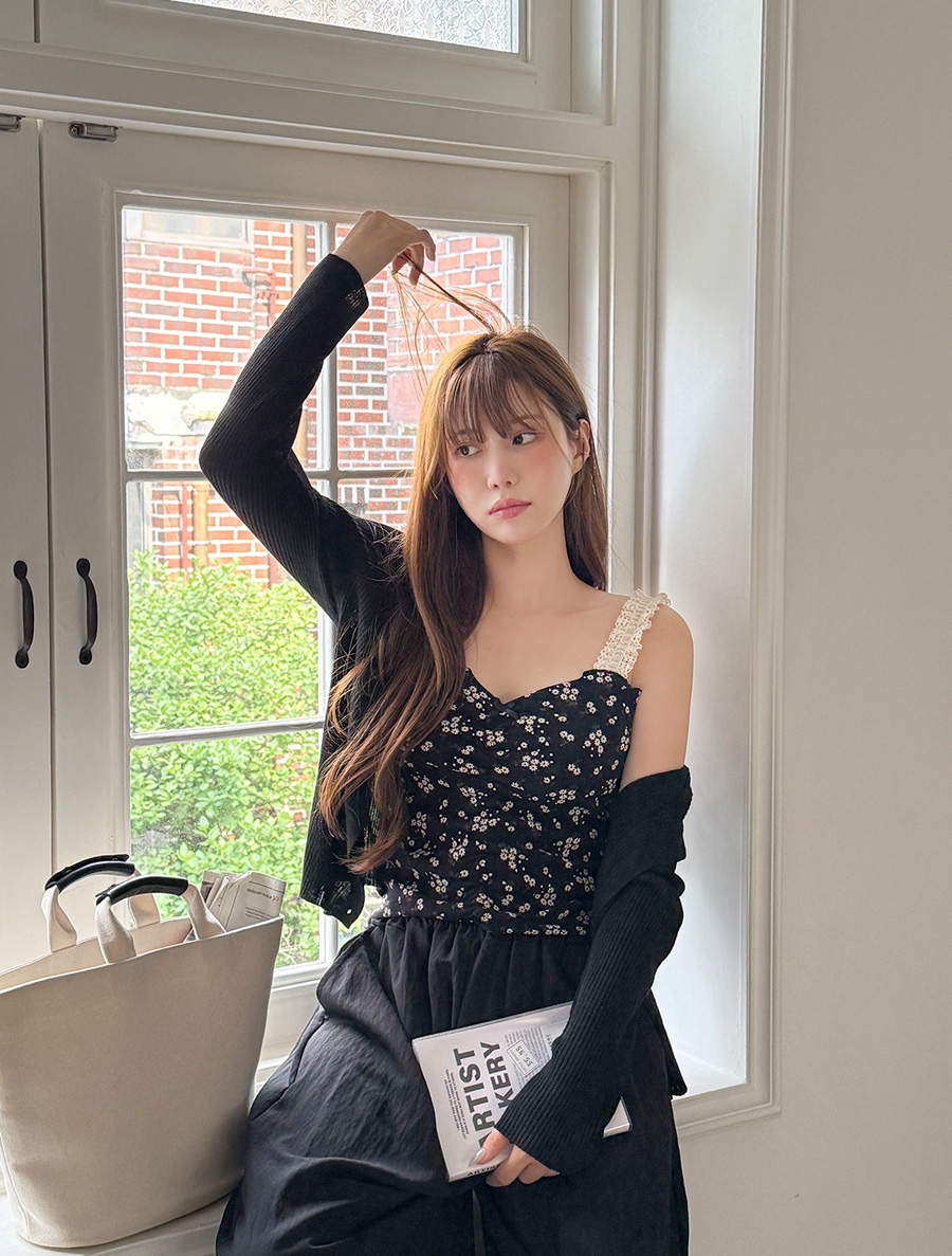 Henbdin Flower Shirring Bustier