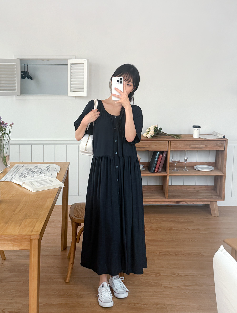 Letua Off-shoulder Shirring Long Dress