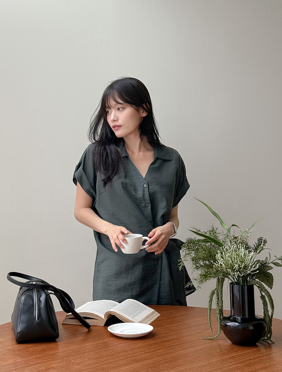 Henpke Linen wrap bowknot blouse