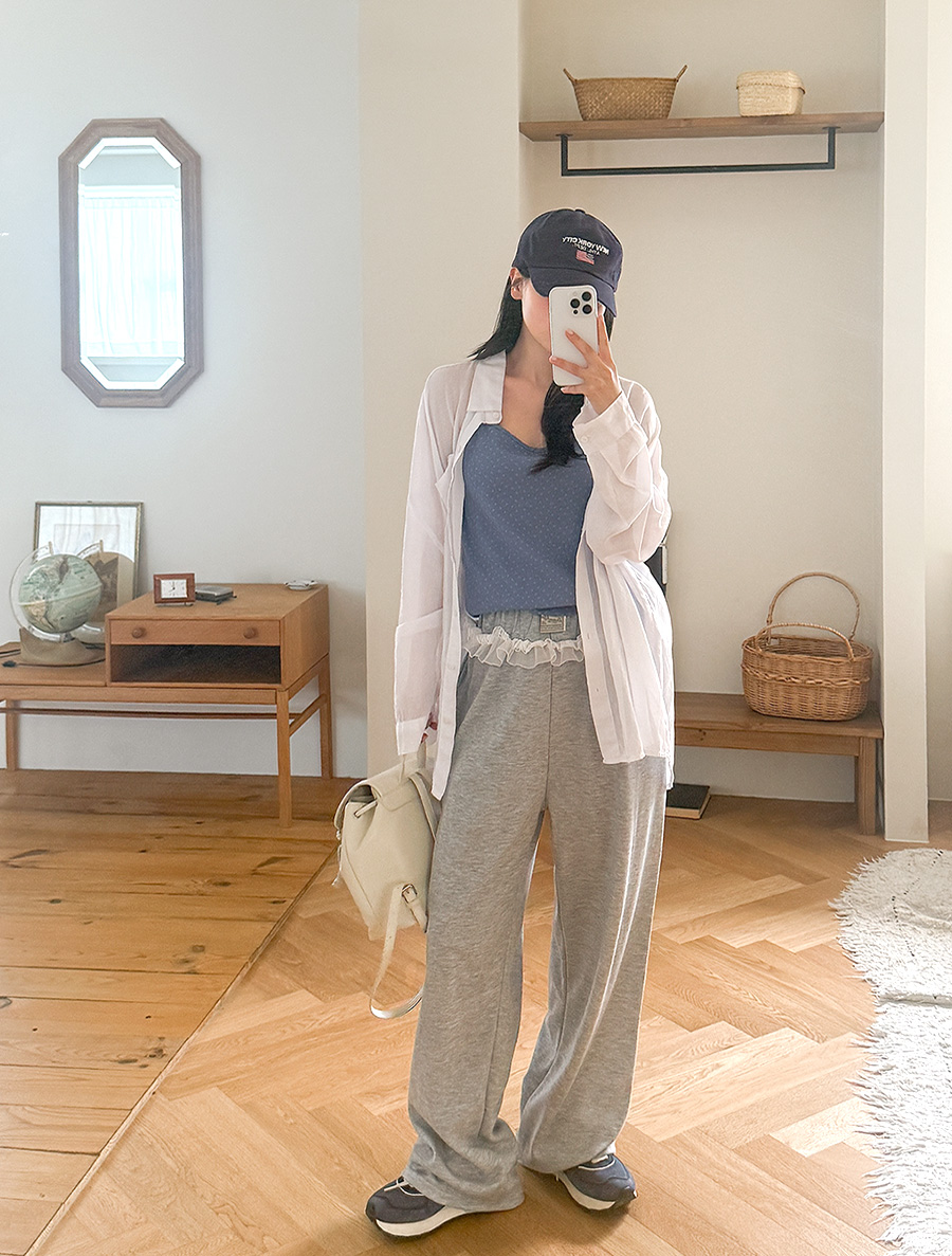 Pureon Lace Labels Long Waistband Pants