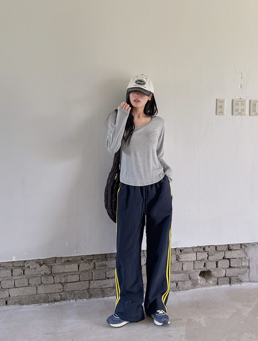 SENFP Nylon Contrast Wide Pants