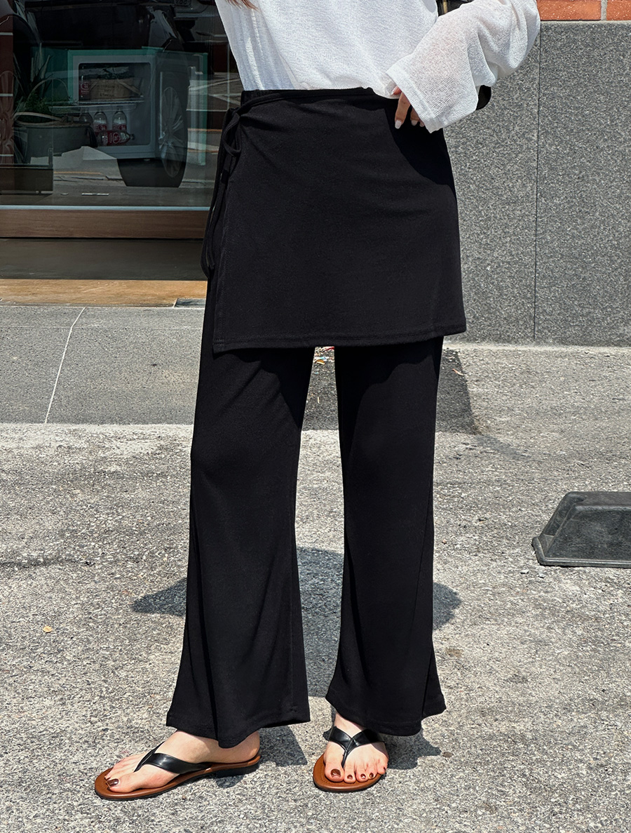 Stent Wrap Skirt Flared Pants SET