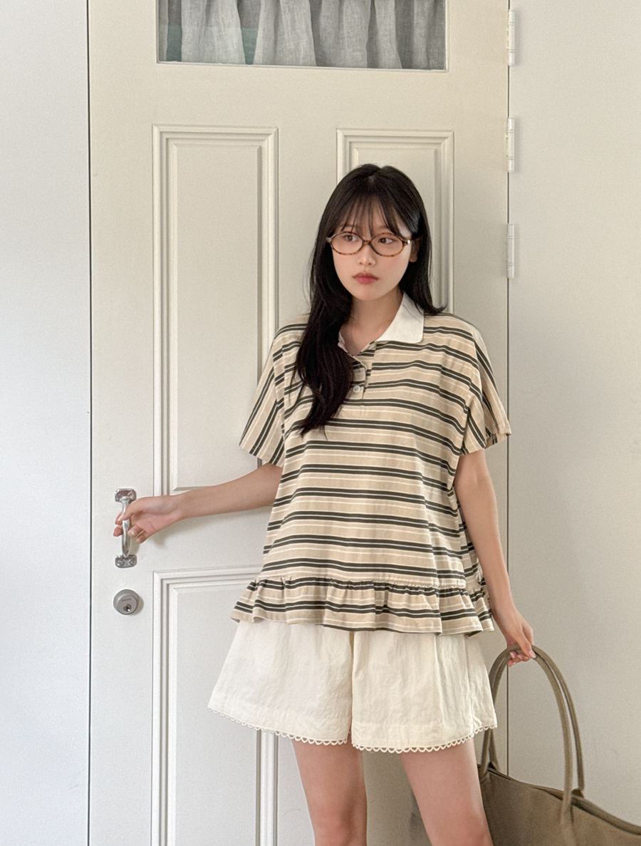 Pneu ST Shirring Collar T-shirt