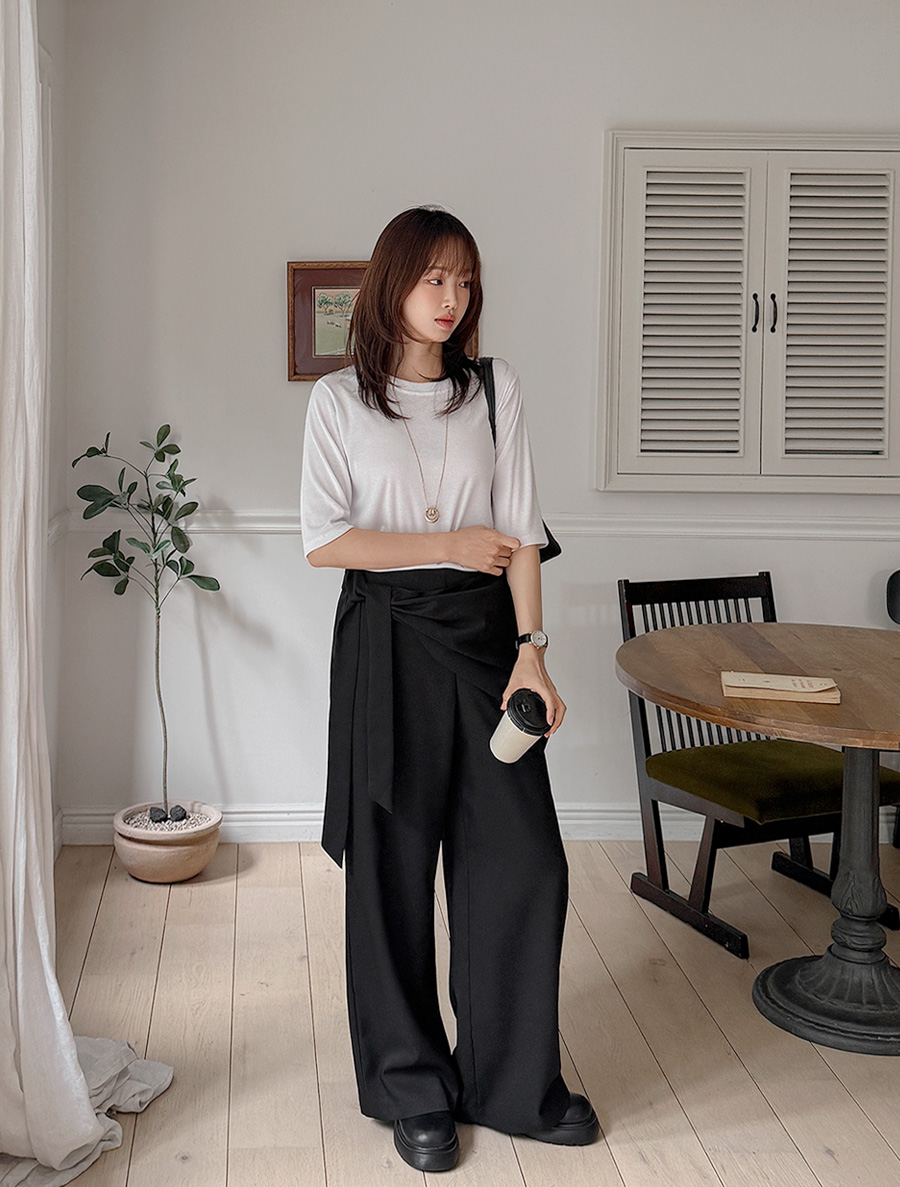 Annenk Diagonal Wrap Skirt Slacks