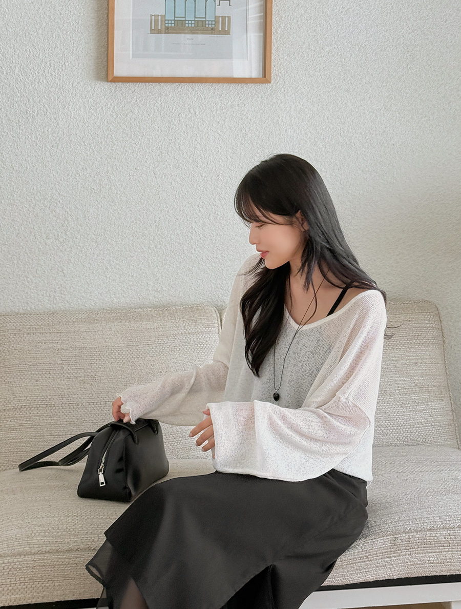 Viewnk Linen See-through look wave T-shirt