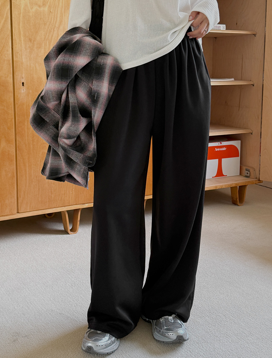 Tsumoen Ribbed Wide Waistband Pants