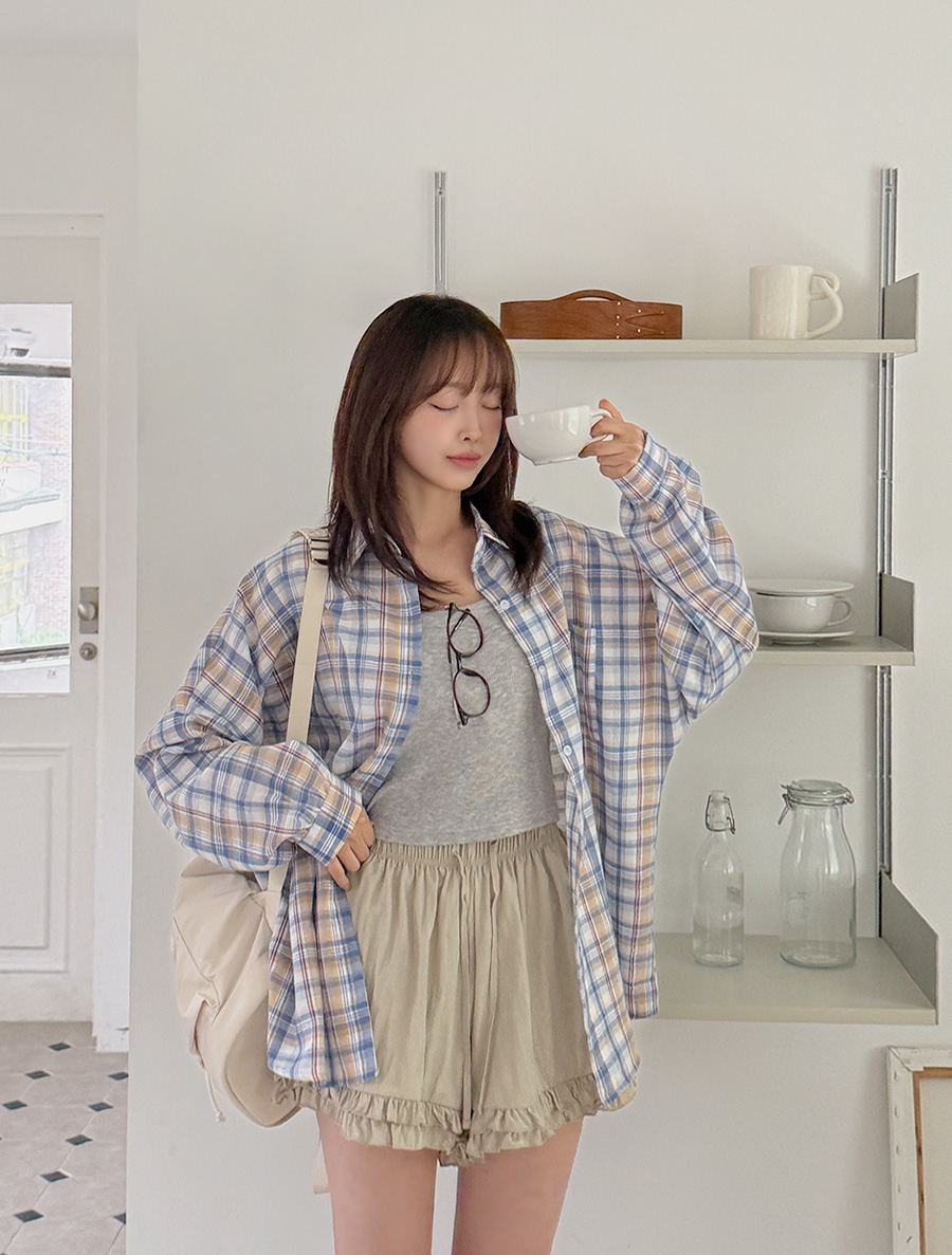 Tpuden Plaid Check Unbalance Shirt