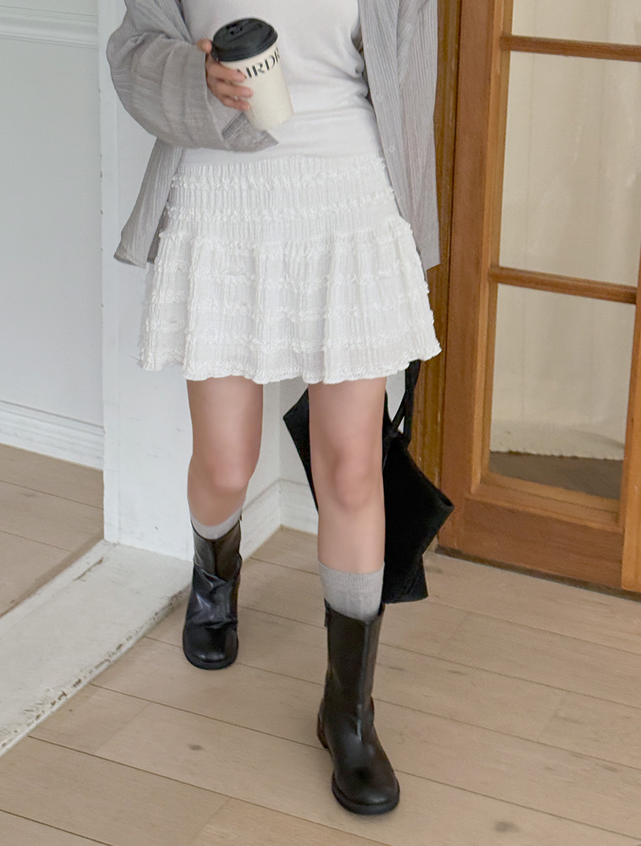 Sendua Lace Shirring Pants Skirt
