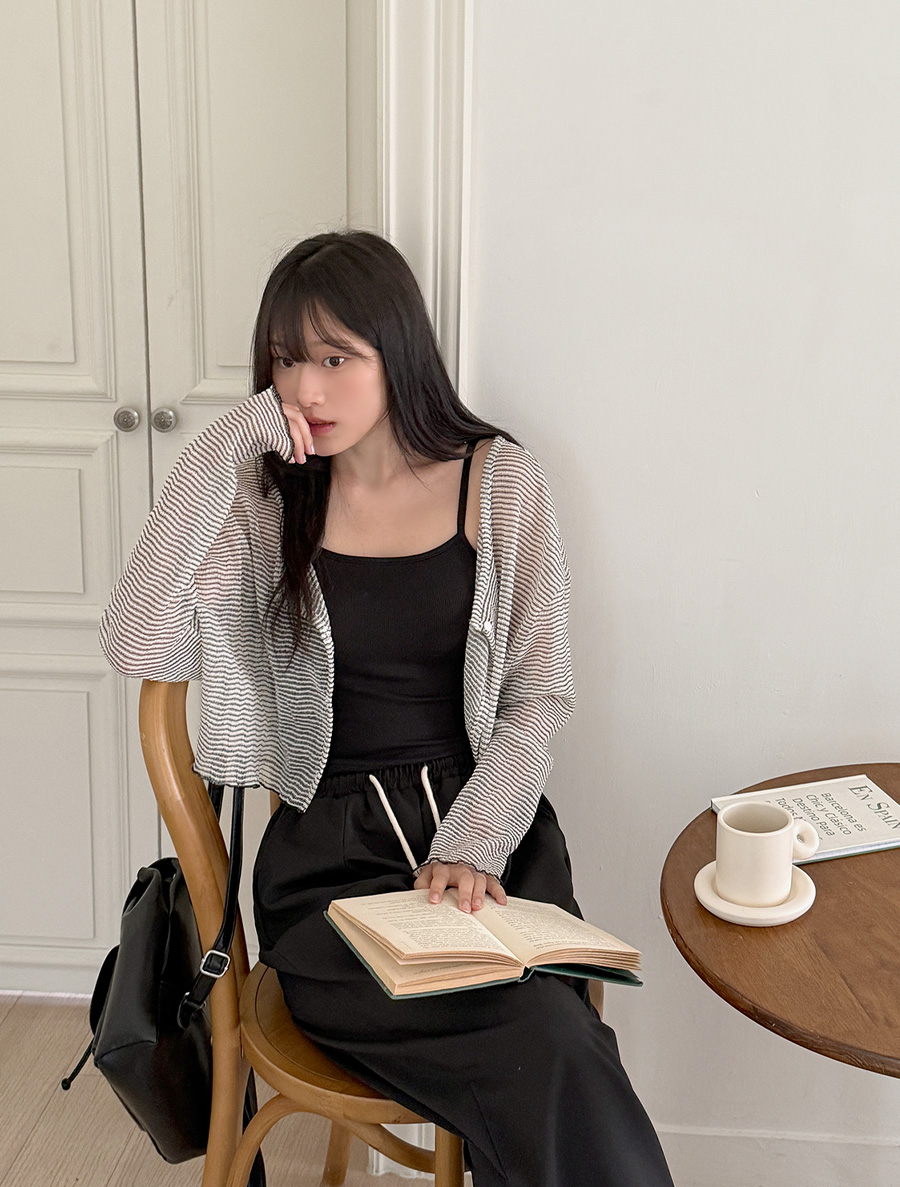 Fehut ST See-through look Crop Cardigan