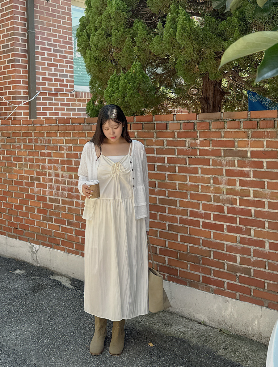 Softin Two-Way Shirring Bustier Long Dress