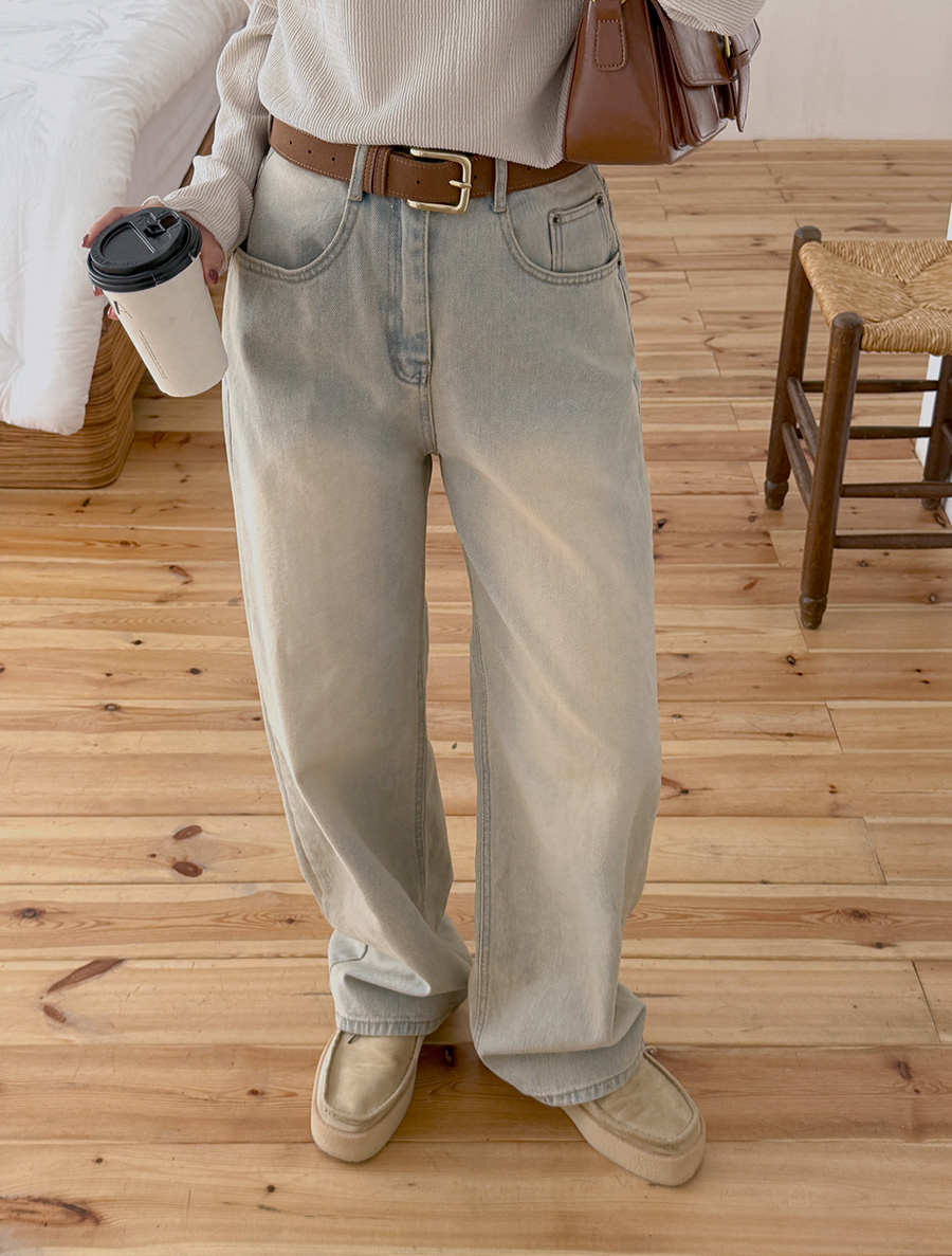 Rafhen Semi-Wide Washing Denim Pants
