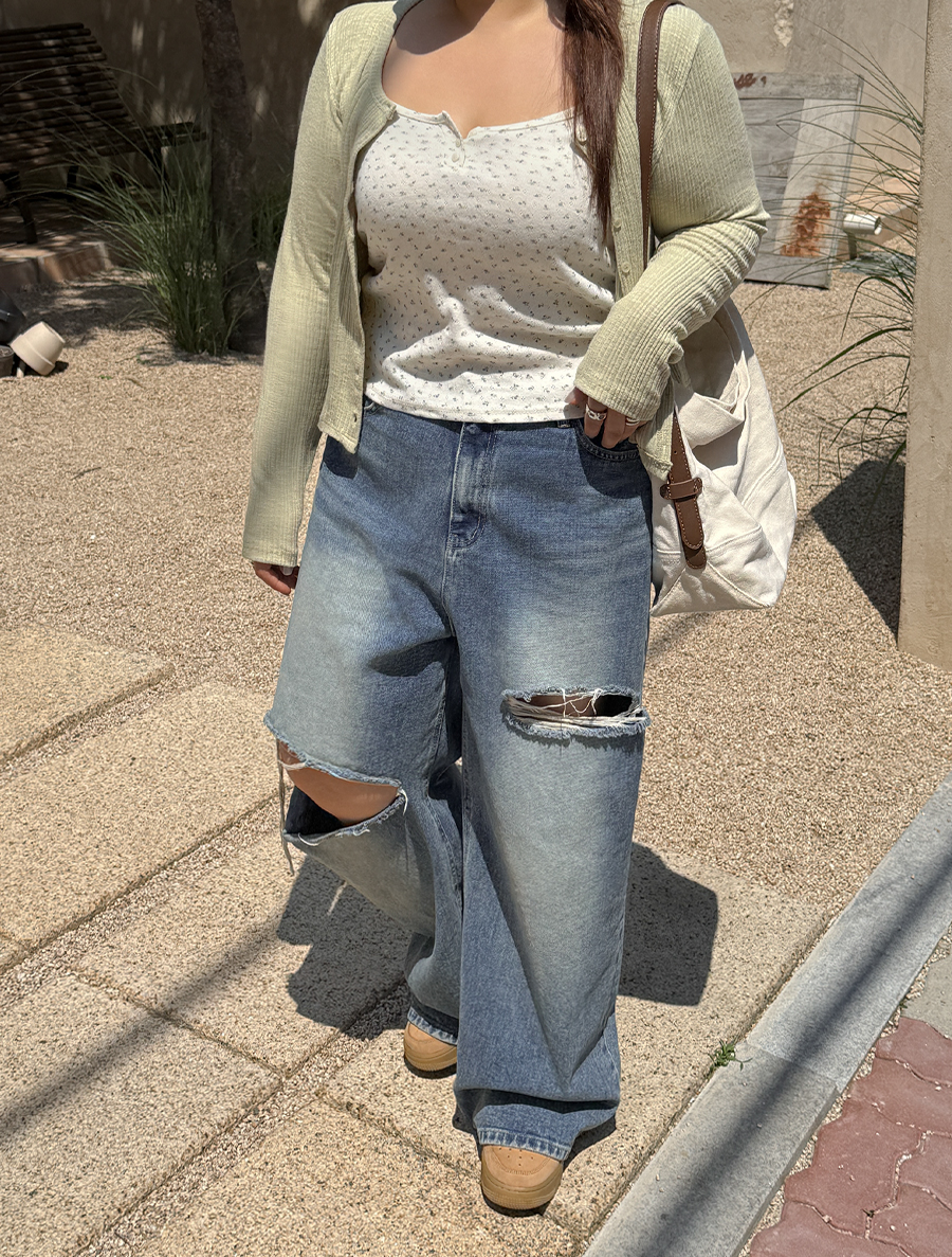 [EVELLET] Tormon Vintage Wide Denim Pants